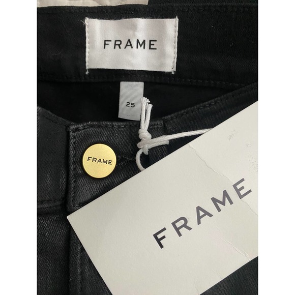 FRAME Le Skinny De Jeanne Denim Ankle Jeans in Black waist 25" coated finish - Picture 6 of 10